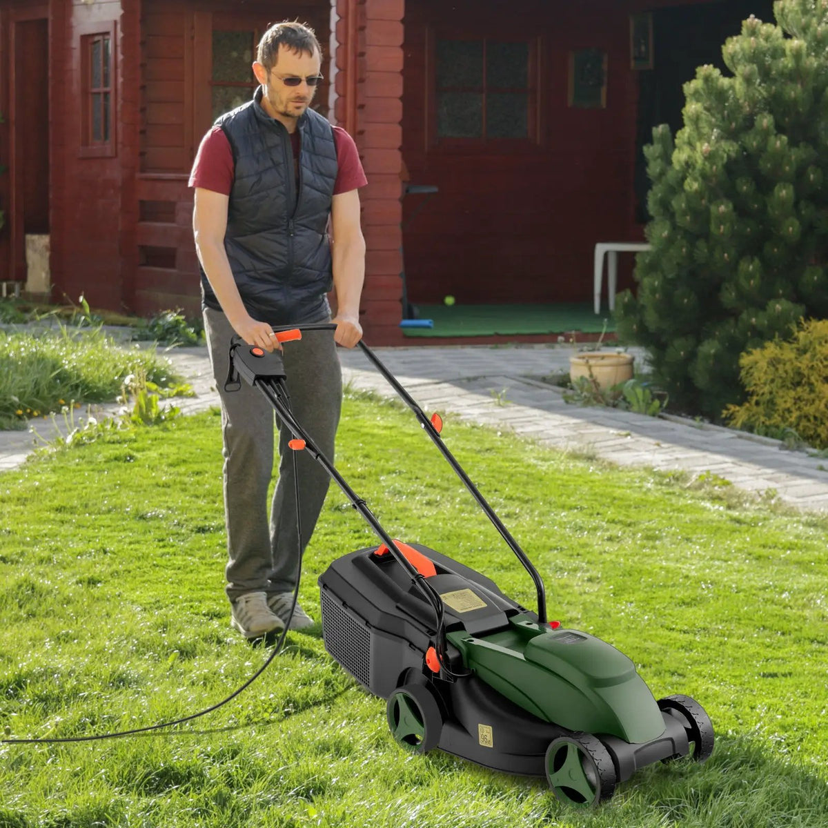 10 AMP 13 Inch Electric Corded Lawn Mower with Collection Box by DirectDeals