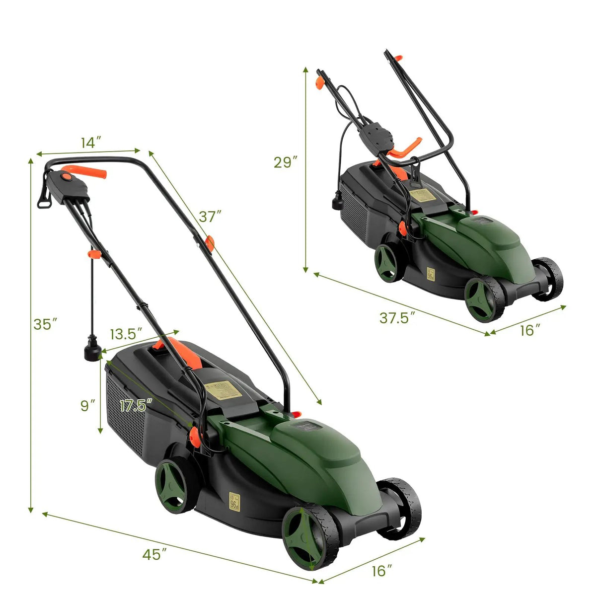 10 AMP 13 Inch Electric Corded Lawn Mower with Collection Box by DirectDeals
