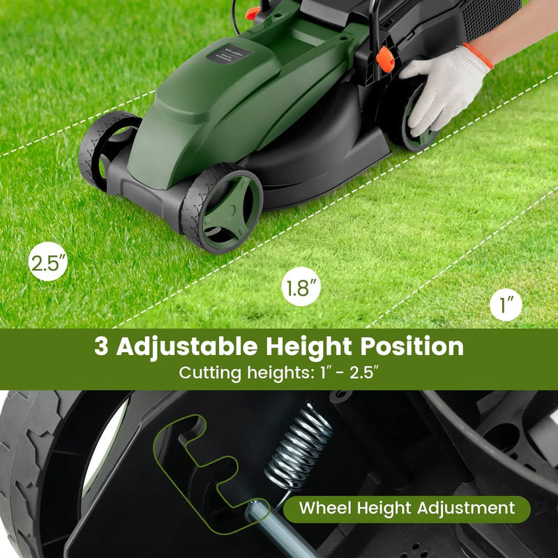 10 AMP 13 Inch Electric Corded Lawn Mower with Collection Box by DirectDeals