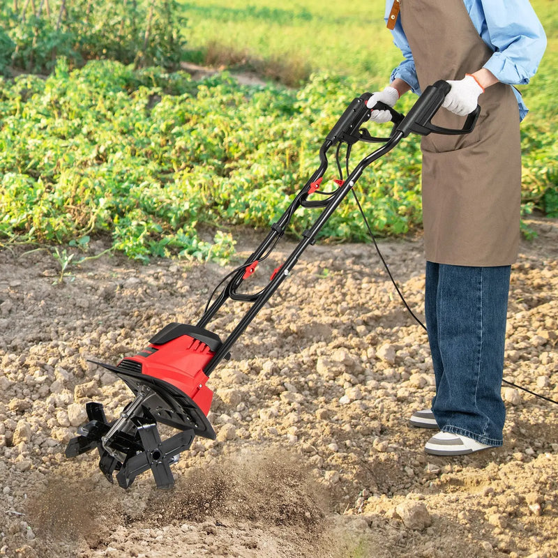 10 Amp Powerful Corded Electric Tiller Cultivator with Safety Lock by DirectDeals