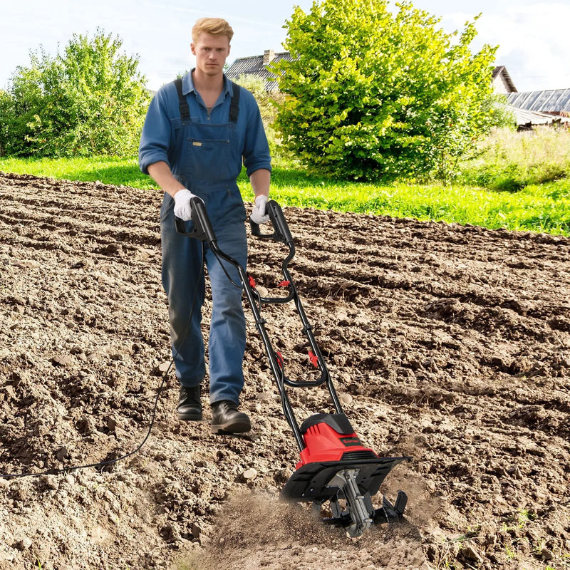 10 Amp Powerful Corded Electric Tiller Cultivator with Safety Lock by DirectDeals