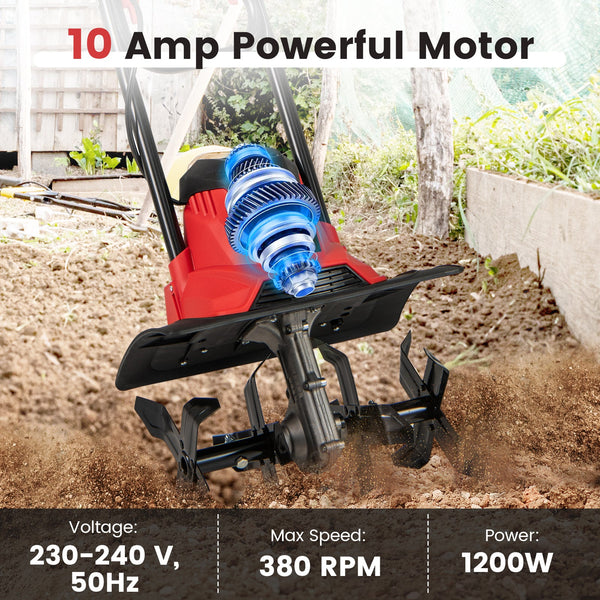 10 Amp Powerful Corded Electric Tiller Cultivator with Safety Lock, photo 2 of 16