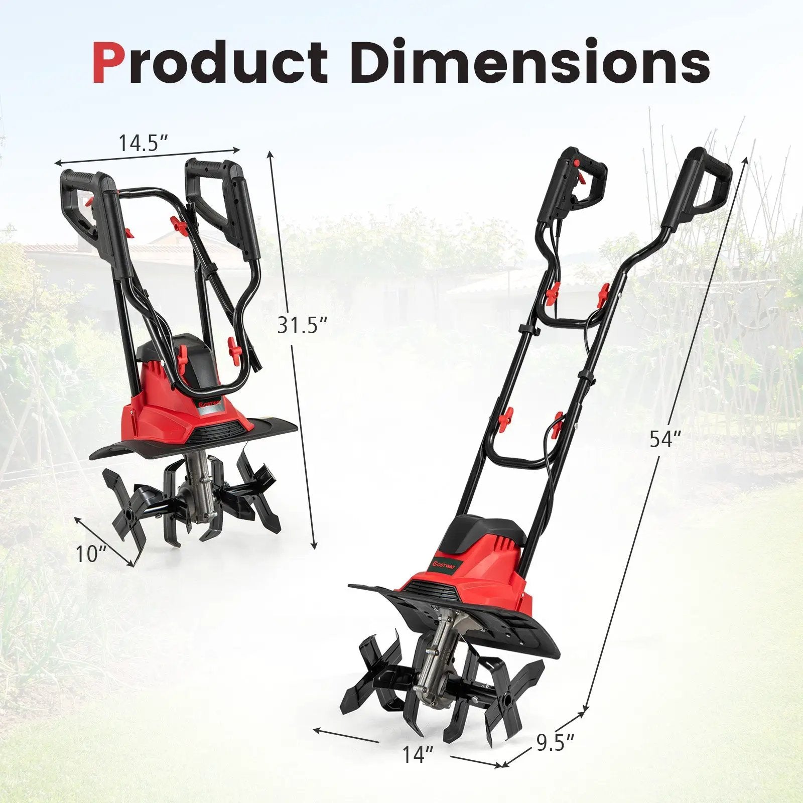 10 Amp Powerful Corded Electric Tiller Cultivator with Safety Lock by DirectDeals