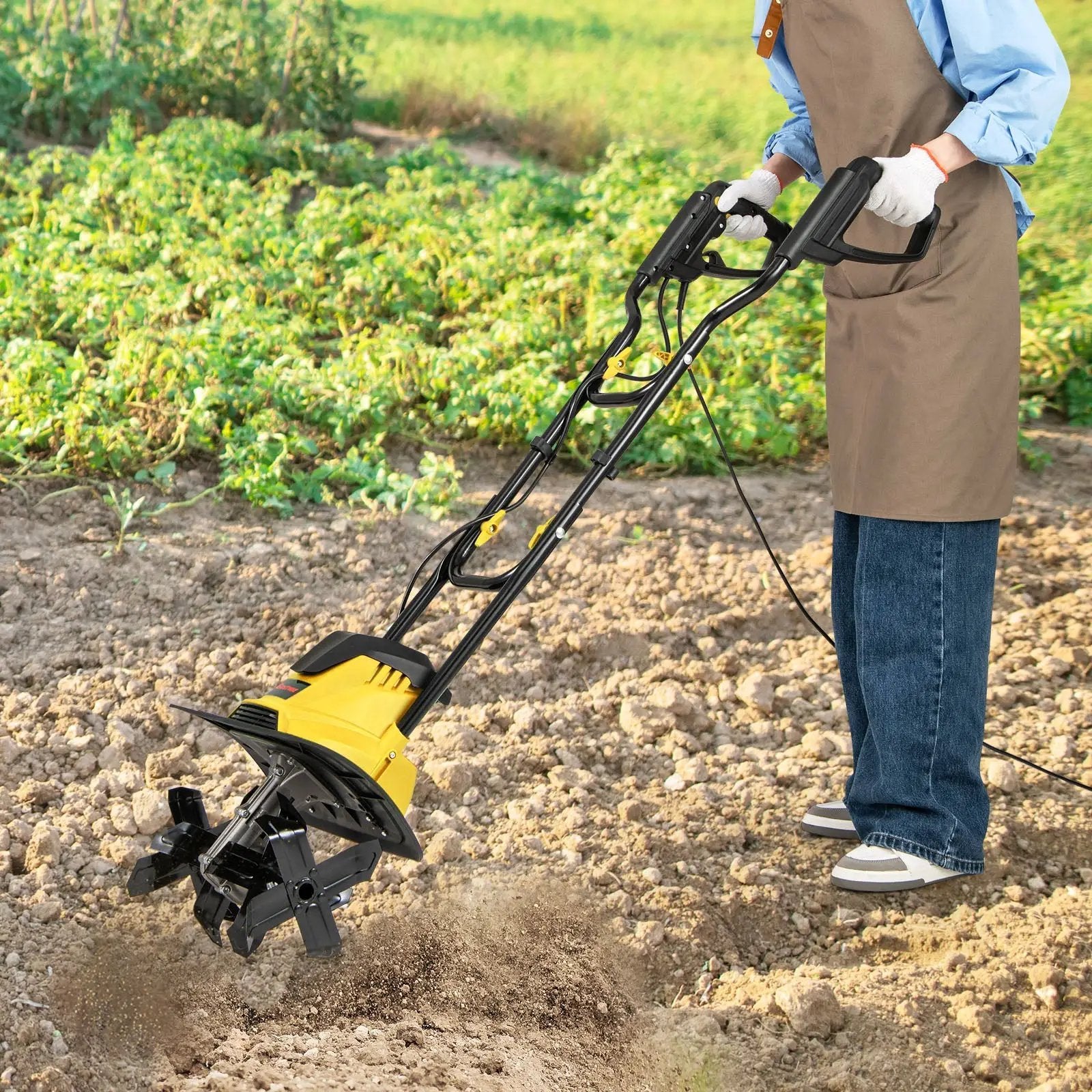 10 Amp Powerful Corded Electric Tiller Cultivator with Safety Lock by DirectDeals
