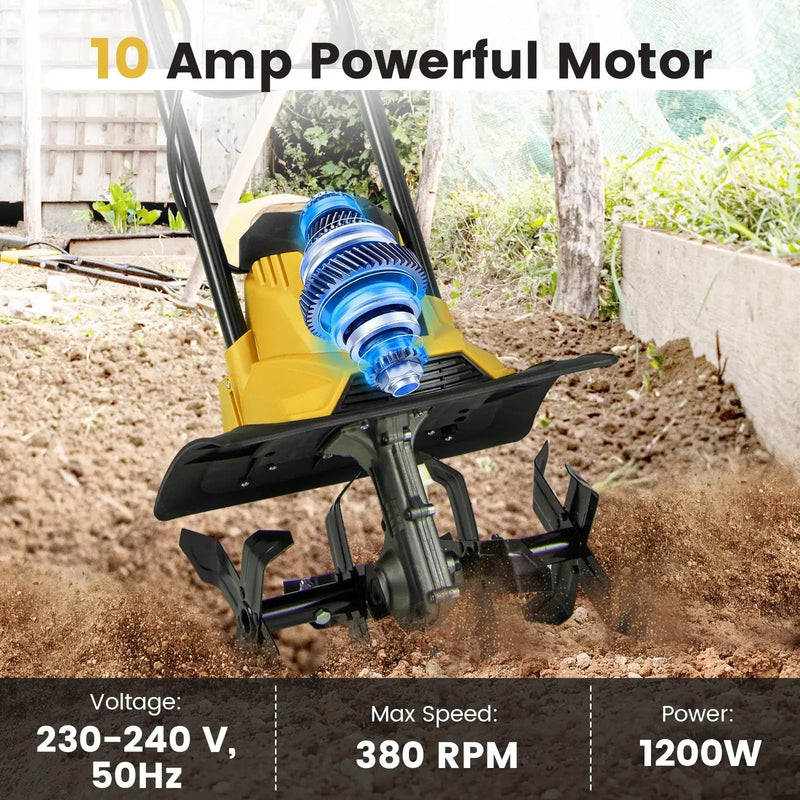 10 Amp Powerful Corded Electric Tiller Cultivator with Safety Lock by DirectDeals