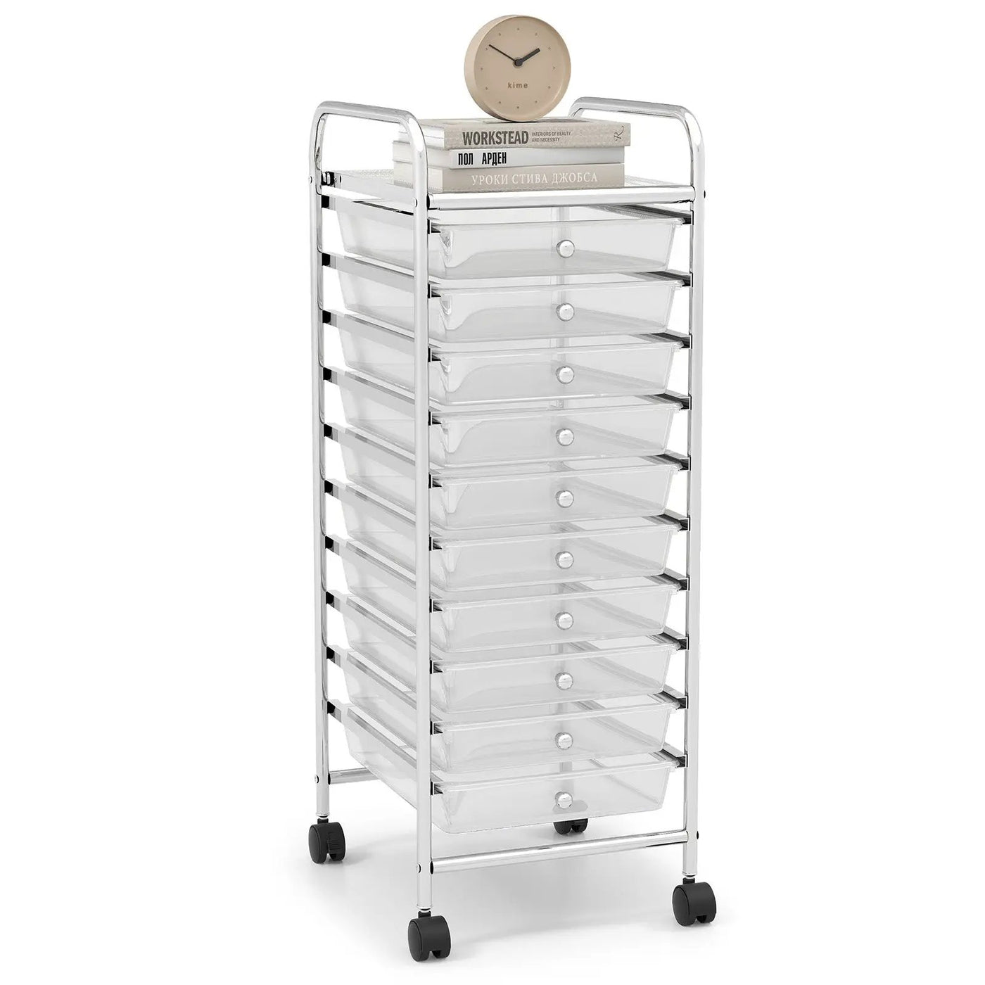 10 Drawer Rolling Storage Cart Organizer with 4 Universal Casters by DirectDeals