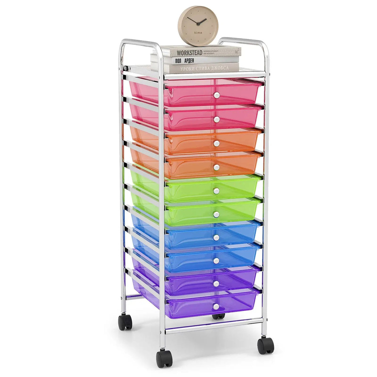 10 Drawer Rolling Storage Cart Organizer with 4 Universal Casters by DirectDeals