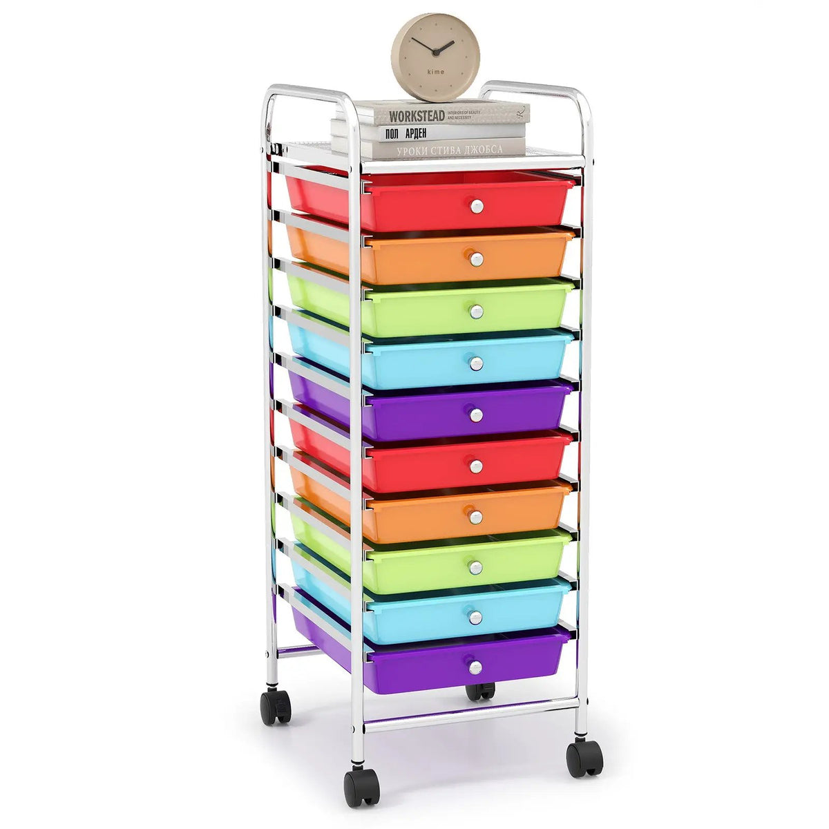 10 Drawer Rolling Storage Cart Organizer with 4 Universal Casters by DirectDeals