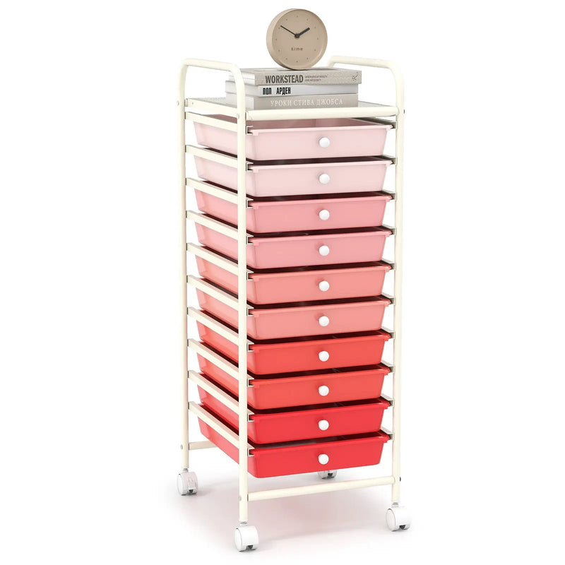 10 Drawer Rolling Storage Cart Organizer with 4 Universal Casters by DirectDeals