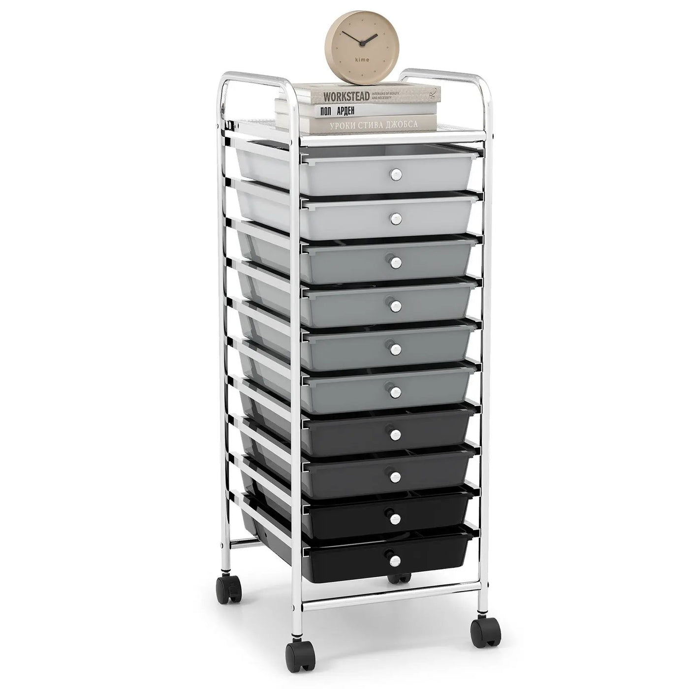 10 Drawer Rolling Storage Cart Organizer with 4 Universal Casters by DirectDeals