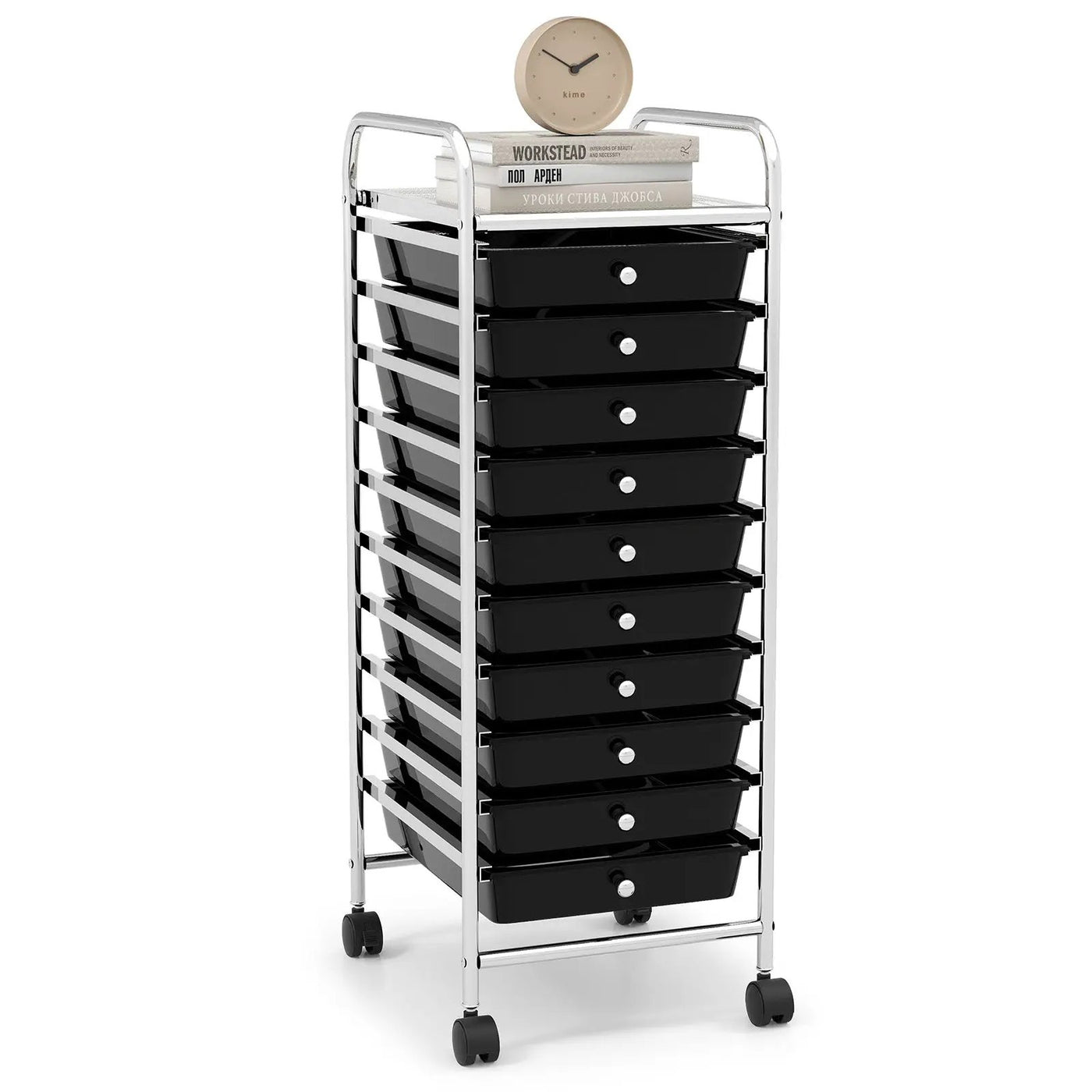 10 Drawer Rolling Storage Cart Organizer with 4 Universal Casters by DirectDeals