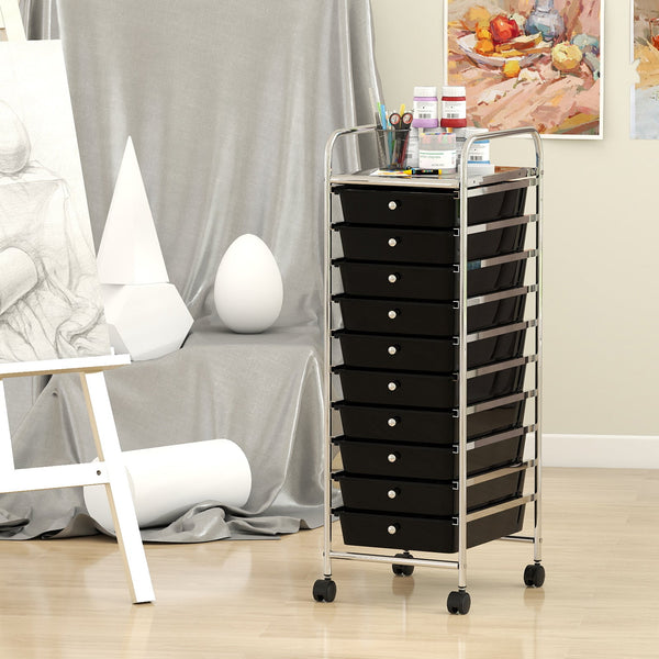 10-Drawer Rolling Storage Cart with Metal Frame and Lockable Universal Wheels, photo 2 of 16