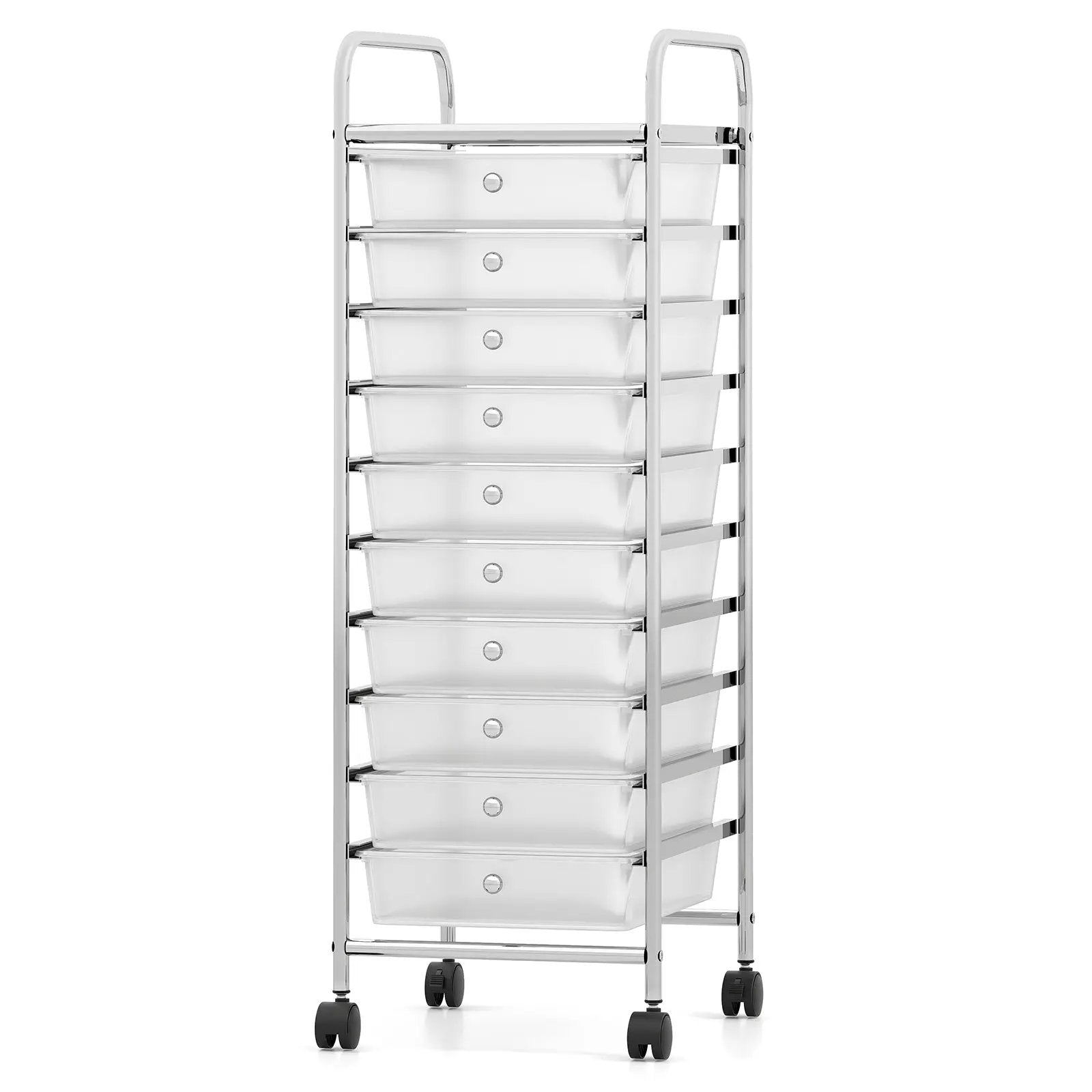 10-Drawer Rolling Storage Cart with Metal Frame and Lockable Universal Wheels by DirectDeals