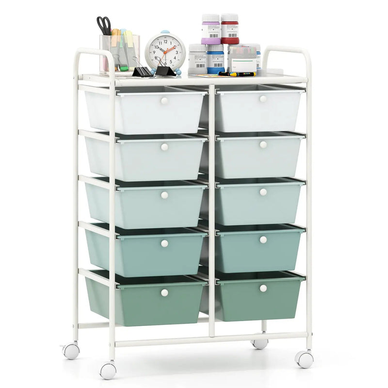 10-Drawer Rolling Storage Cart by DirectDeals
