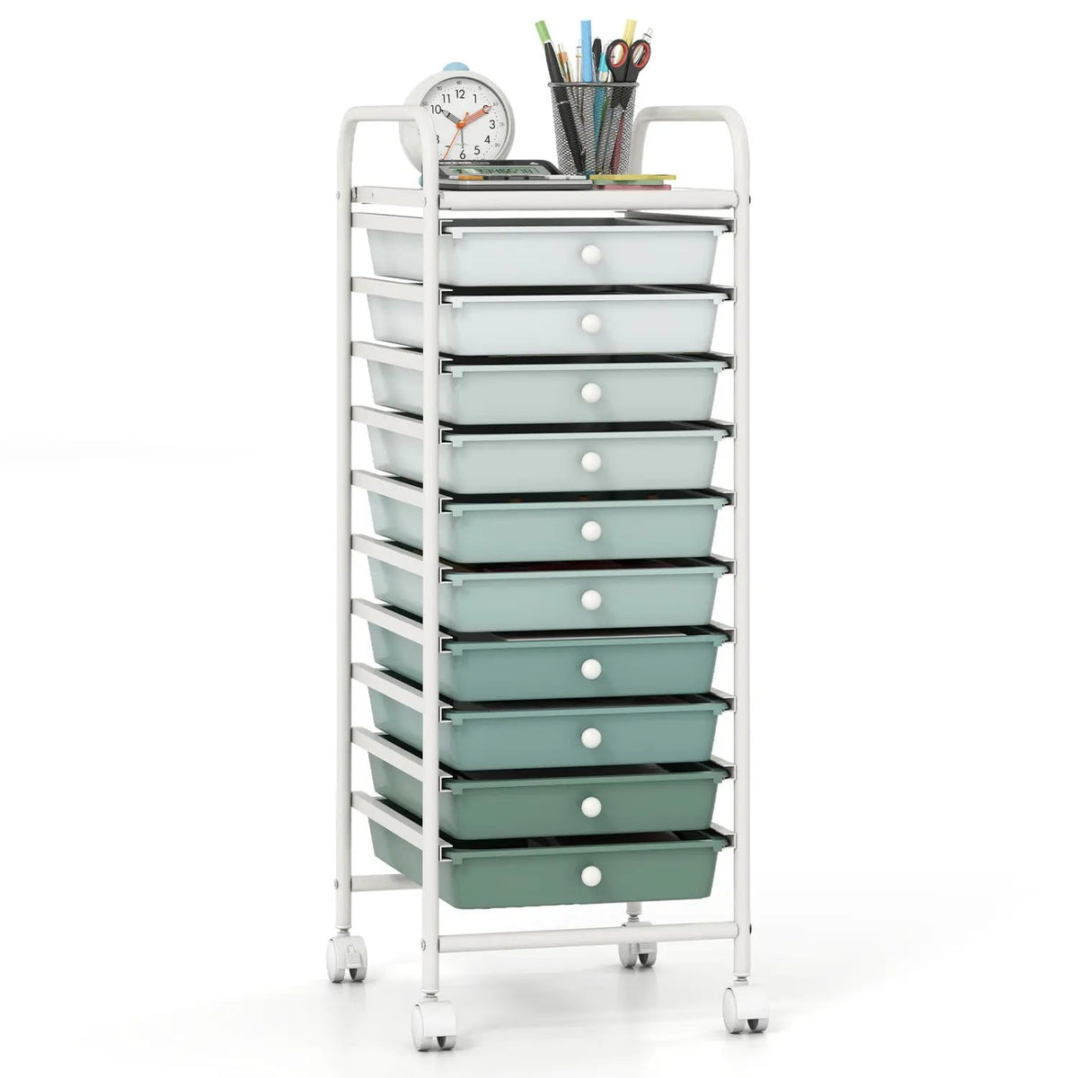 10 Drawer Rolling Storage Cart Organizer with 4 Universal Casters by DirectDeals
