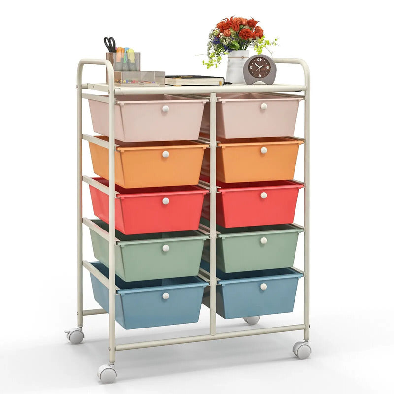 10-Drawer Rolling Storage Cart by DirectDeals