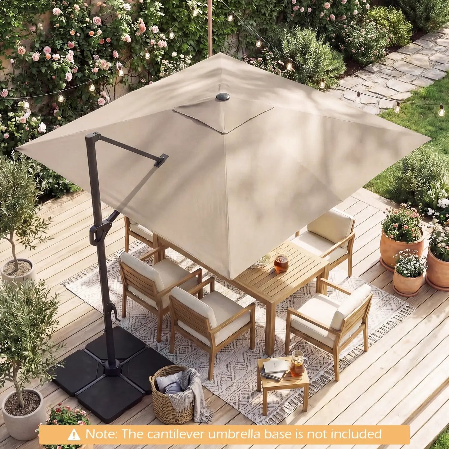 10 FT Cantilever Patio Umbrella with Solar LED Lights for Pool and Garden by DirectDeals