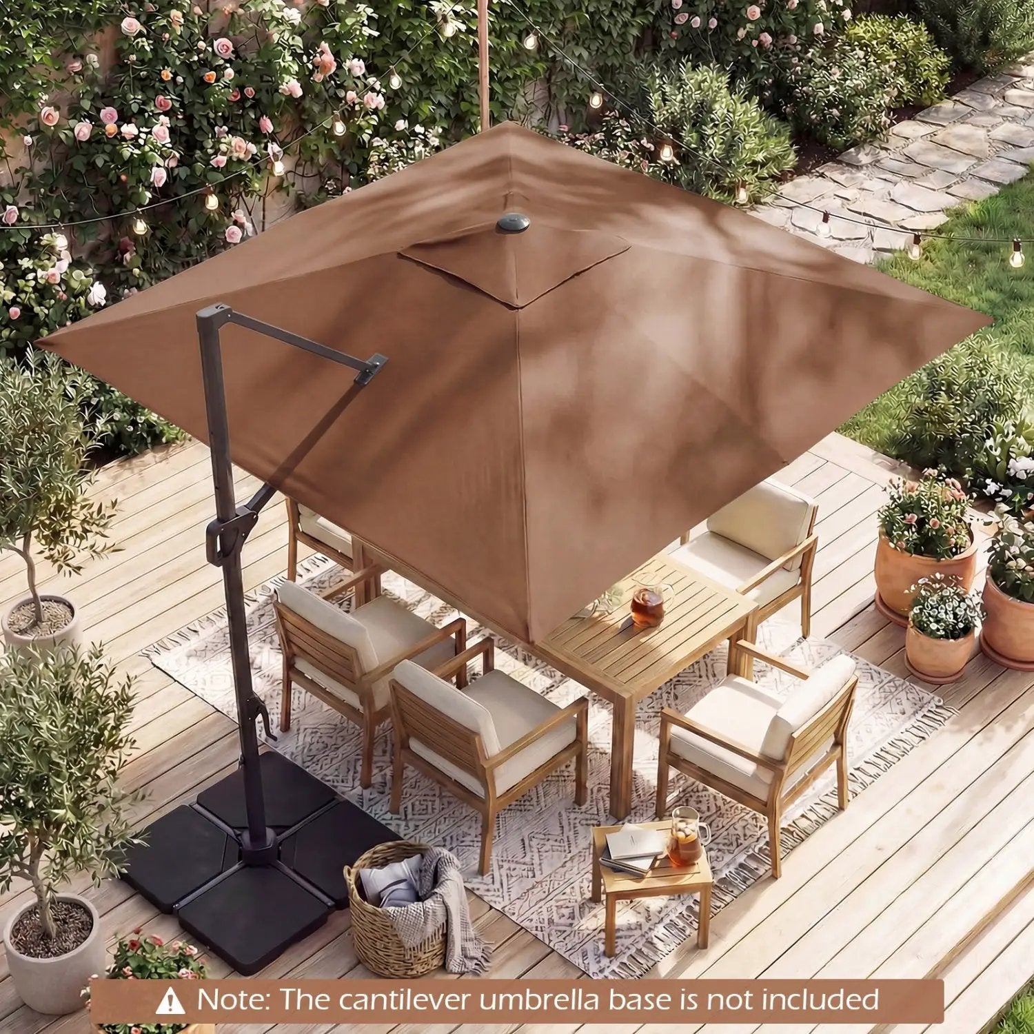 10 FT Cantilever Patio Umbrella with Solar LED Lights for Pool and Garden by DirectDeals
