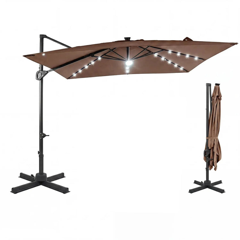 10 FT Cantilever Patio Umbrella with Solar LED Lights for Pool and Garden by DirectDeals