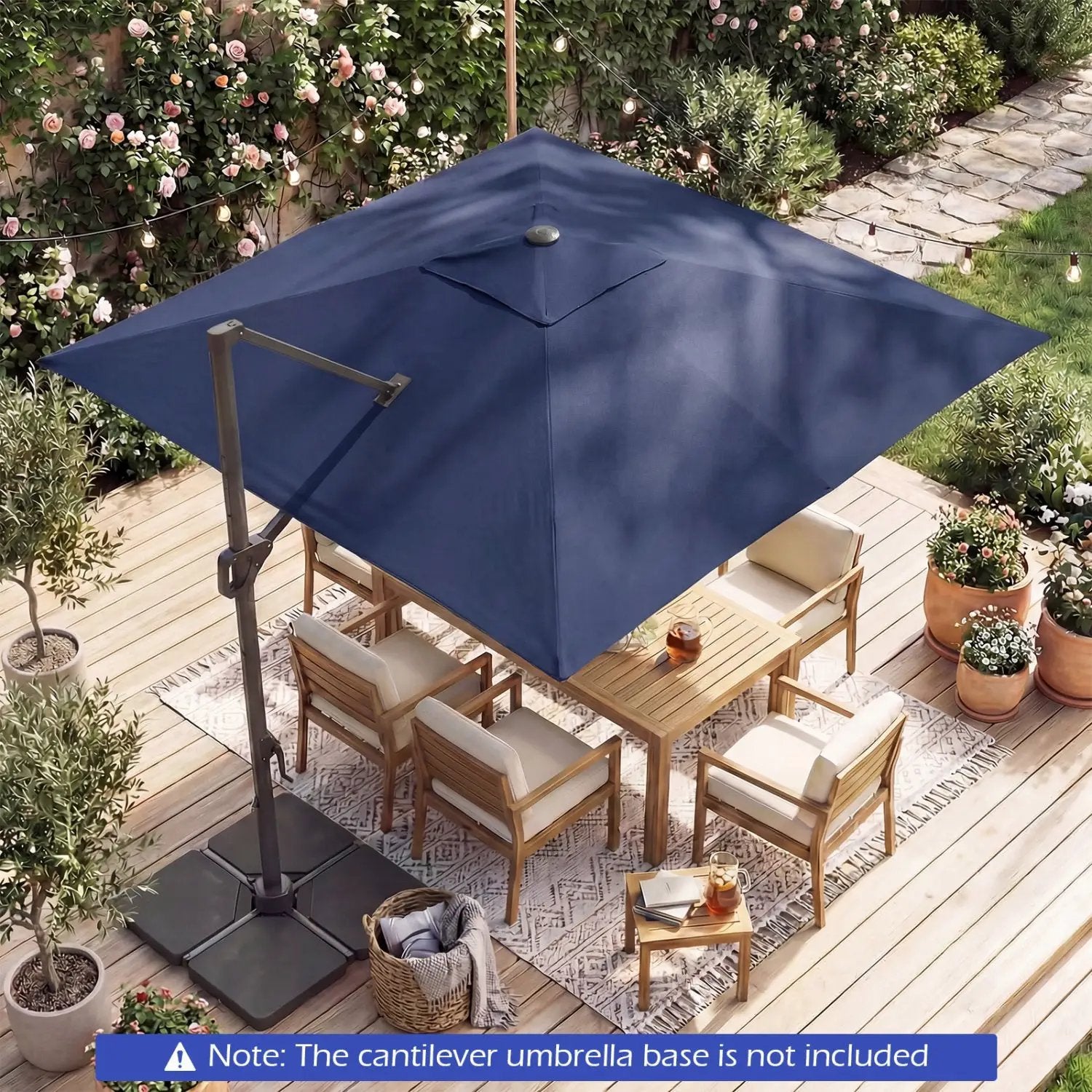 10 FT Cantilever Patio Umbrella with Solar LED Lights for Pool and Garden by DirectDeals