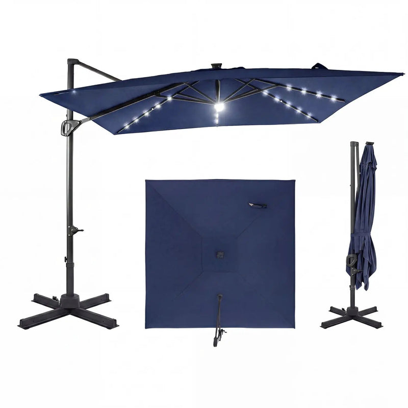 10 FT Cantilever Patio Umbrella with Solar LED Lights for Pool and Garden by DirectDeals