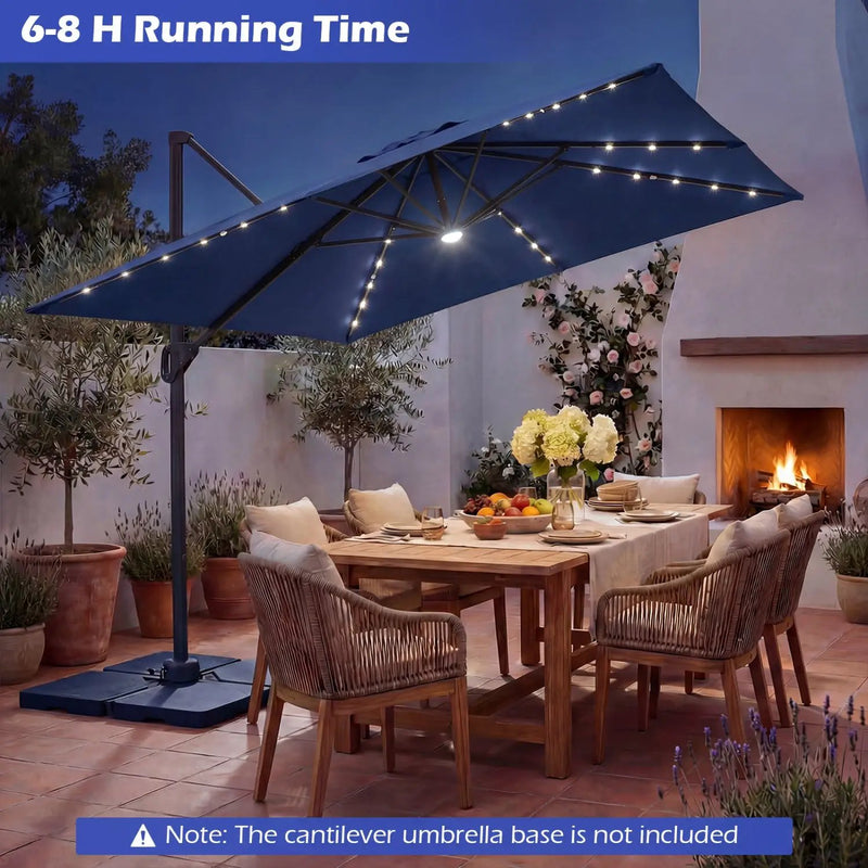 10 FT Cantilever Patio Umbrella with Solar LED Lights for Pool and Garden by DirectDeals