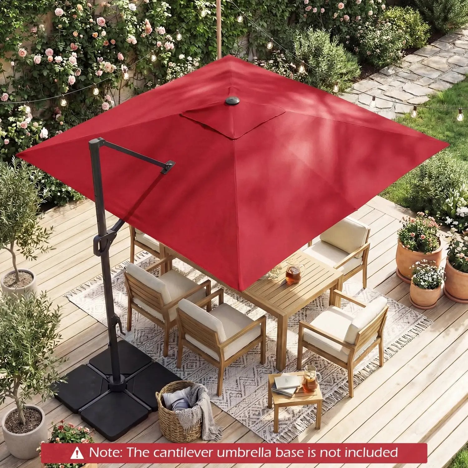 10 FT Cantilever Patio Umbrella with Solar LED Lights for Pool and Garden by DirectDeals