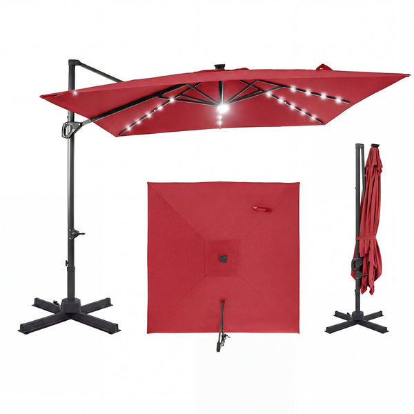 10 FT Cantilever Patio Umbrella with Solar LED Lights for Pool and Garden, photo 2 of 40