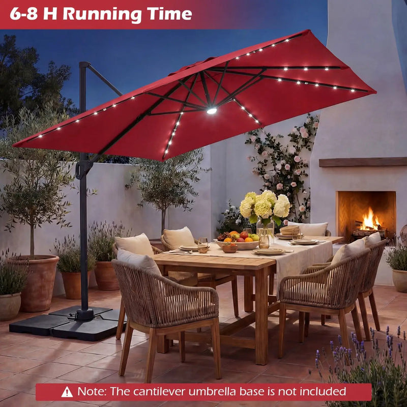 10 FT Cantilever Patio Umbrella with Solar LED Lights for Pool and Garden by DirectDeals