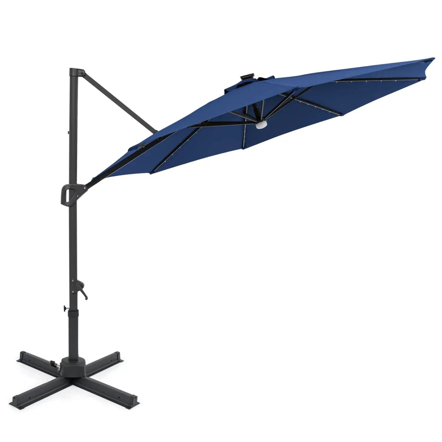 10 FT Cantilever Patio Umbrella with Solar LED Lights 360° Rotation by DirectDeals