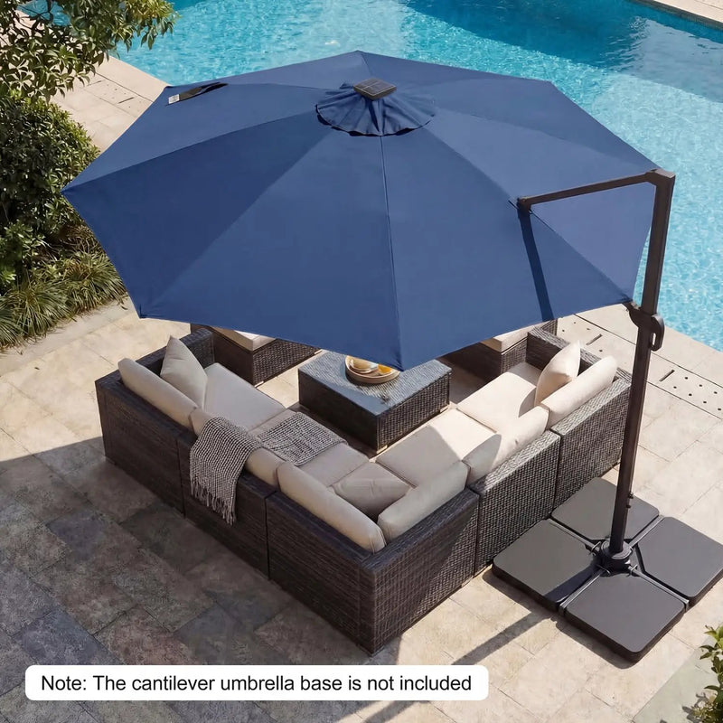 10 FT Cantilever Patio Umbrella with Solar LED Lights 360° Rotation by DirectDeals