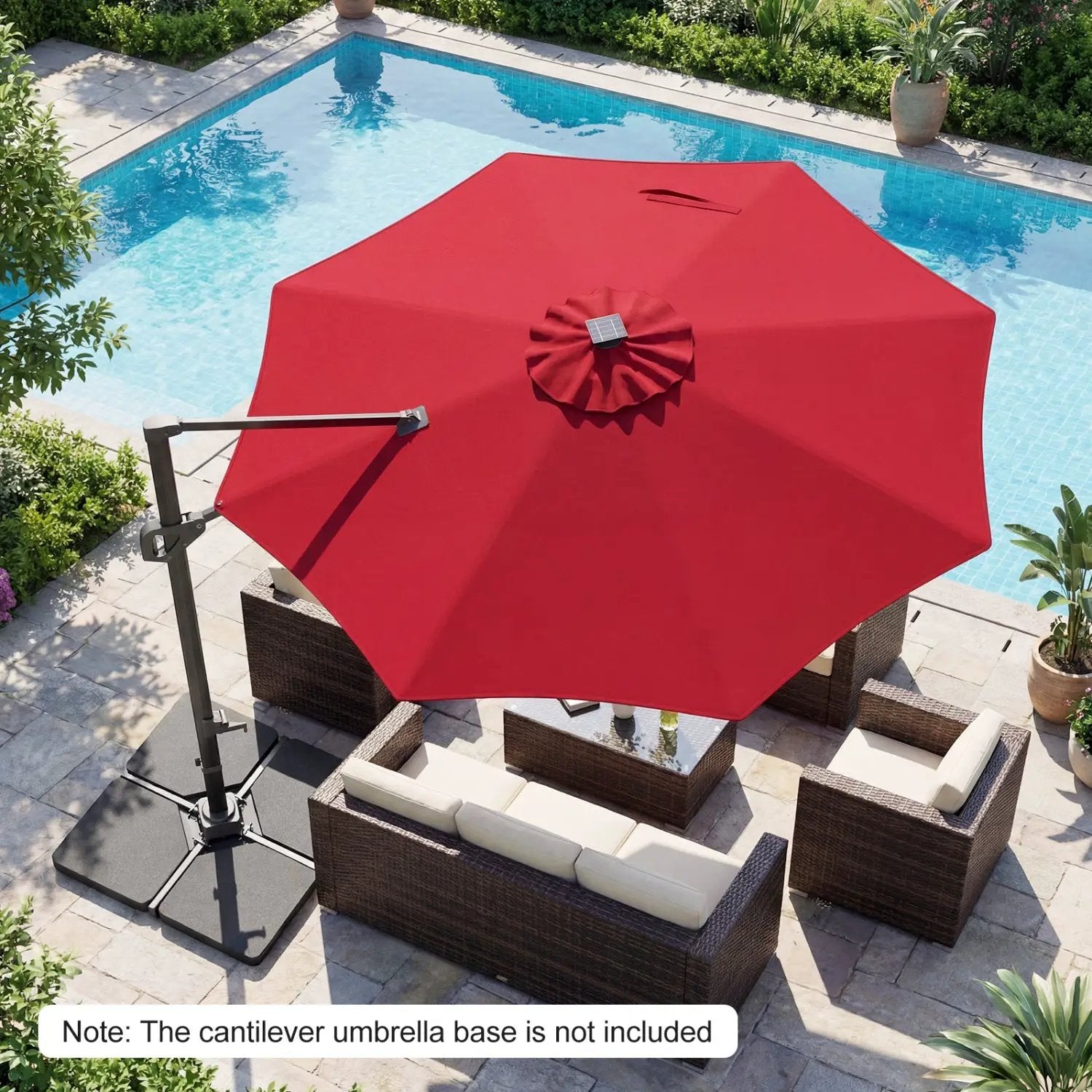 10 FT Cantilever Patio Umbrella with Solar LED Lights 360° Rotation by DirectDeals