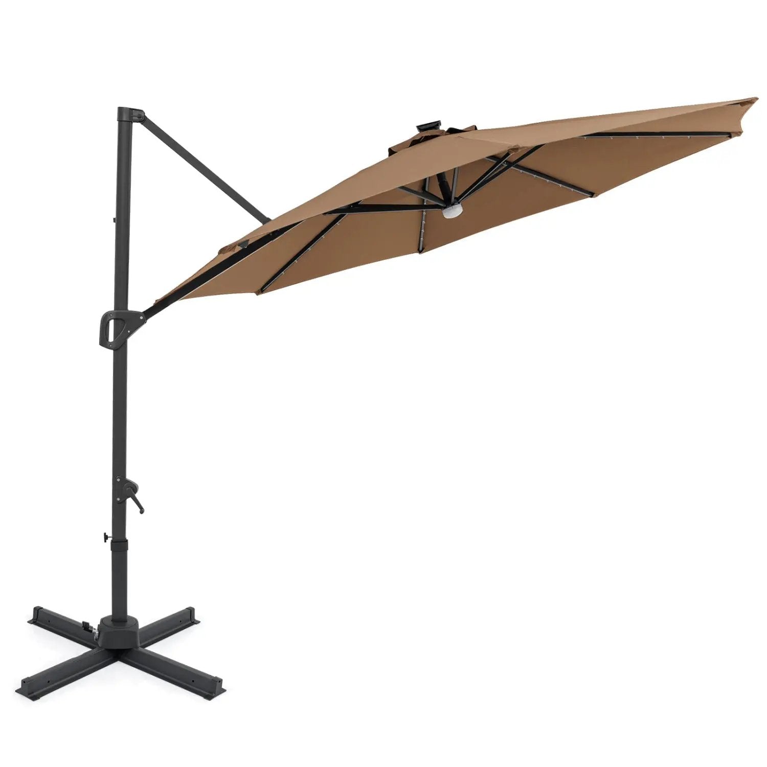 10 FT Cantilever Patio Umbrella with Solar LED Lights 360° Rotation by DirectDeals