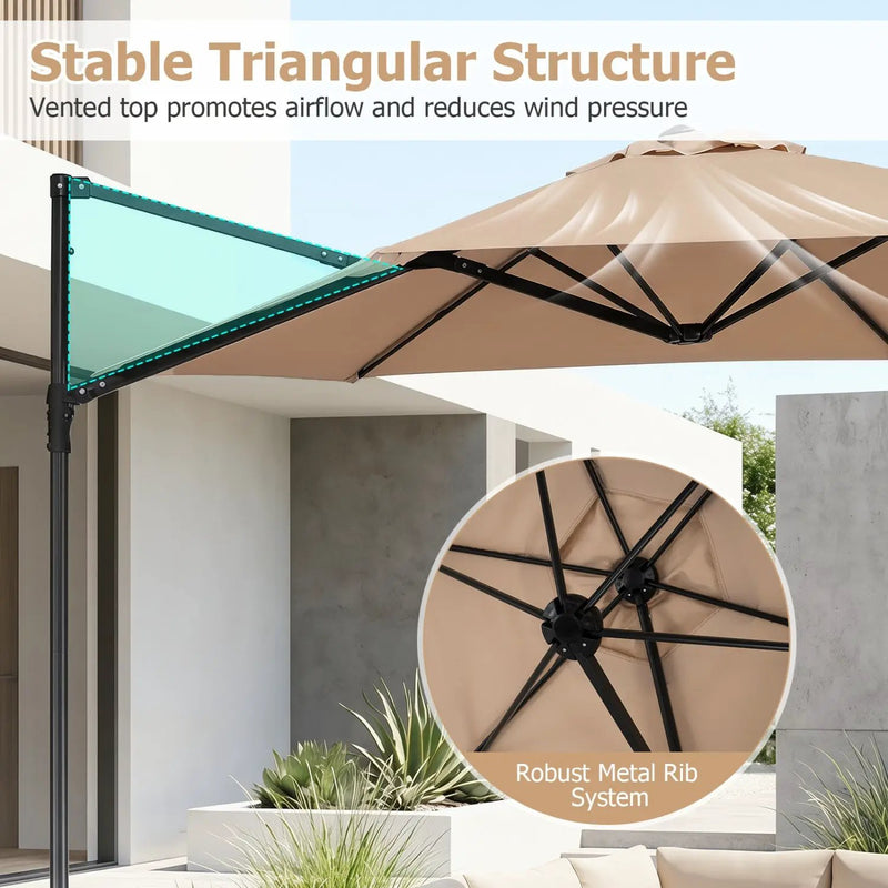 10 FT Cantilever Patio Umbrella with 360° Rotation by DirectDeals