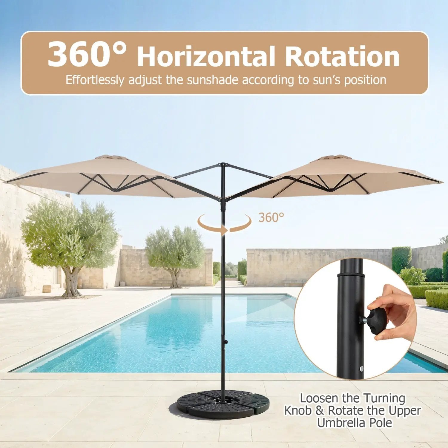 10 FT Cantilever Patio Umbrella with 360° Rotation by DirectDeals