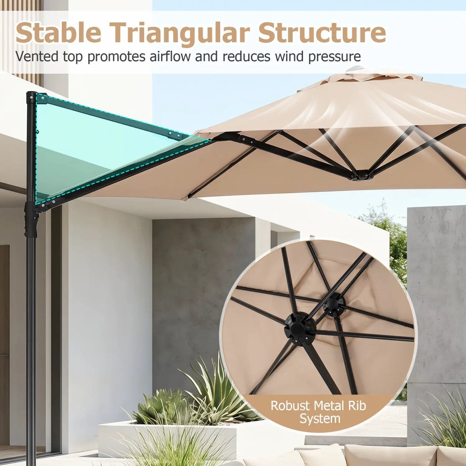 10 FT Cantilever Patio Umbrella with 360° Rotation by DirectDeals