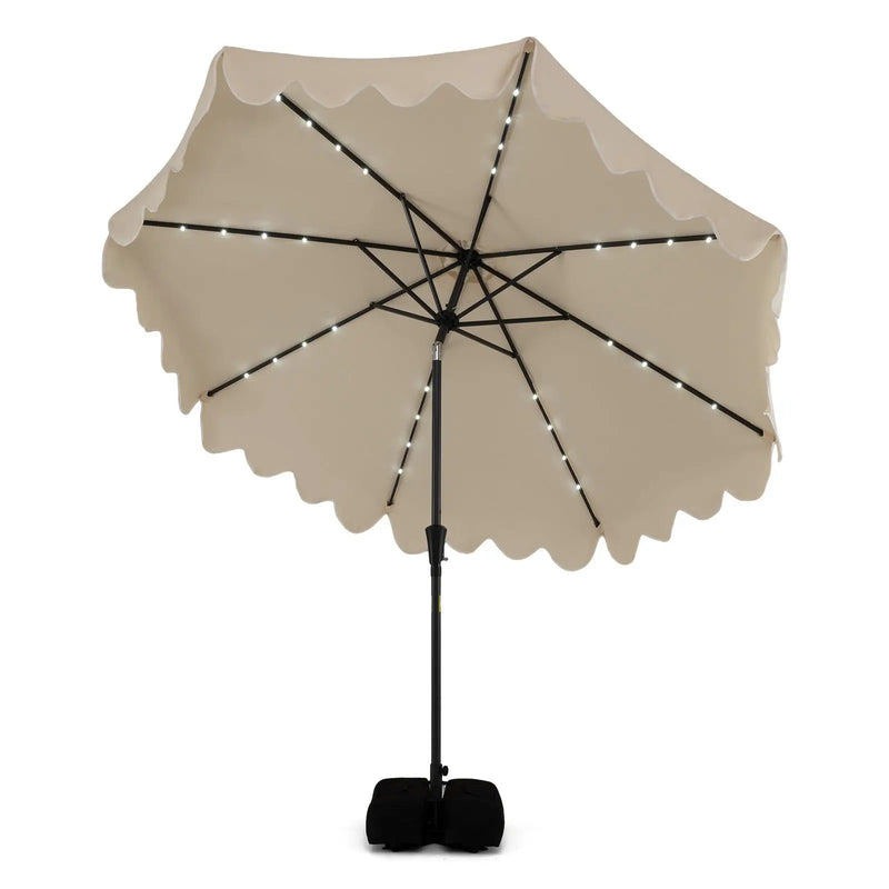 10 FT Outdoor Patio Umbrella with Solar LED Lights and Weighted Base by DirectDeals