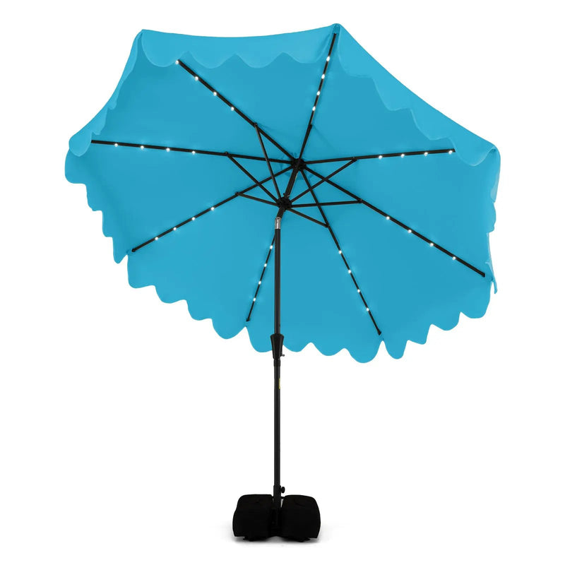 10 FT Outdoor Patio Umbrella with Solar LED Lights and Weighted Base by DirectDeals