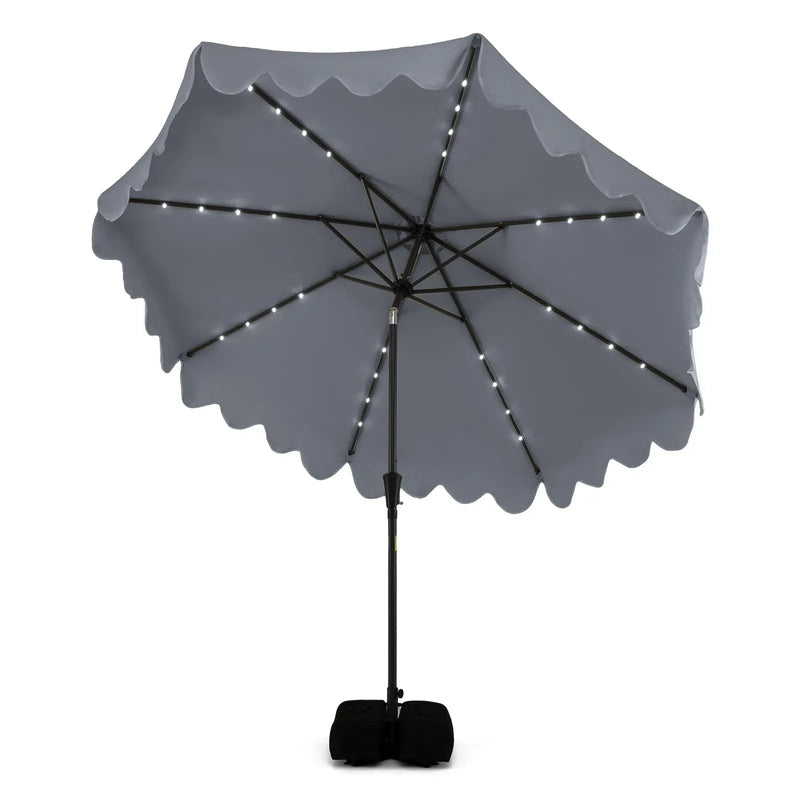 10 FT Outdoor Patio Umbrella with Solar LED Lights and Weighted Base by DirectDeals