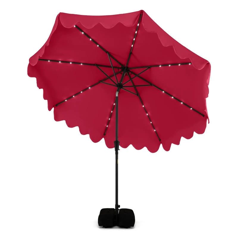 10 FT Outdoor Patio Umbrella with Solar LED Lights and Weighted Base by DirectDeals