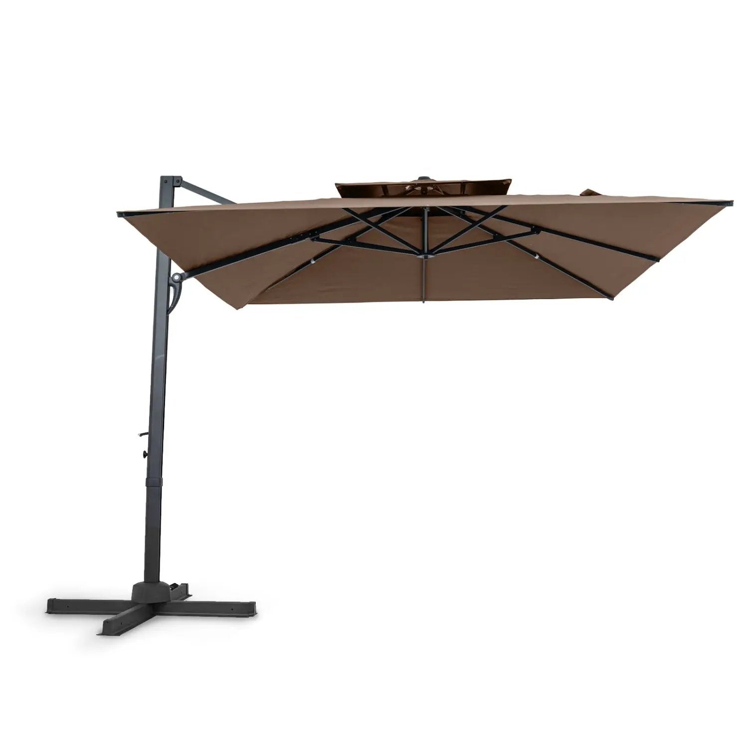 10 FT Patio Cantilever Umbrella with 360° Rotation and 8 Sturdy Ribs for Backyard by DirectDeals