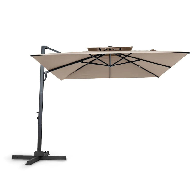 10 FT Patio Cantilever Umbrella with 360° Rotation and 8 Sturdy Ribs for Backyard by DirectDeals