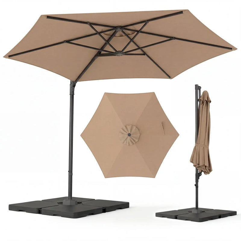10 FT Patio Cantilever Umbrella with 360° Rotation and Air Vent for Backyard and Poolside by DirectDeals