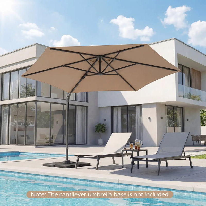 10 FT Patio Cantilever Umbrella with 360° Rotation and Air Vent for Backyard and Poolside by DirectDeals