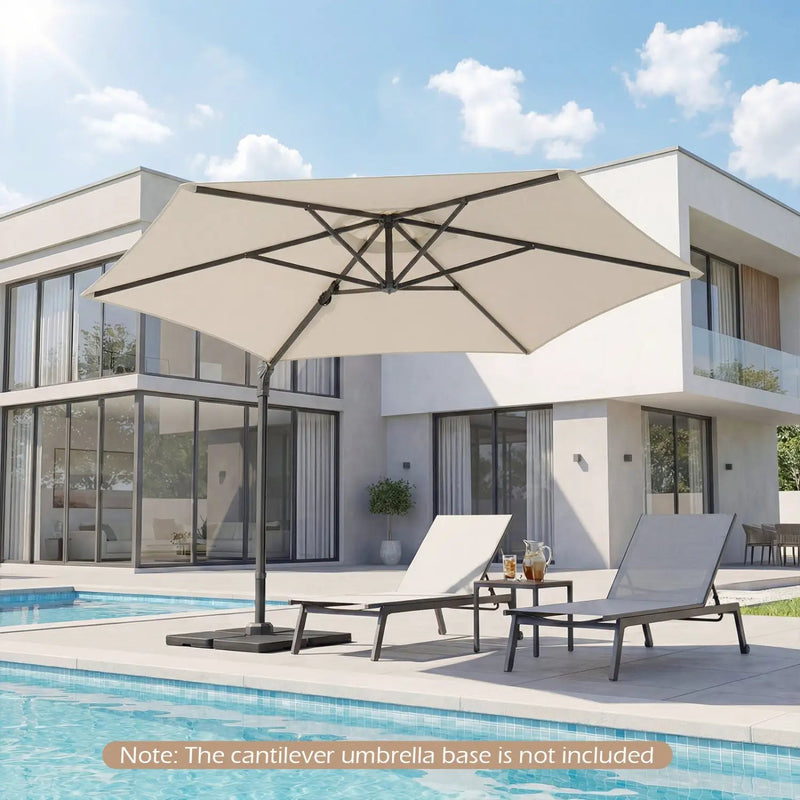 10 FT Patio Cantilever Umbrella with 360° Rotation and Air Vent for Backyard and Poolside by DirectDeals