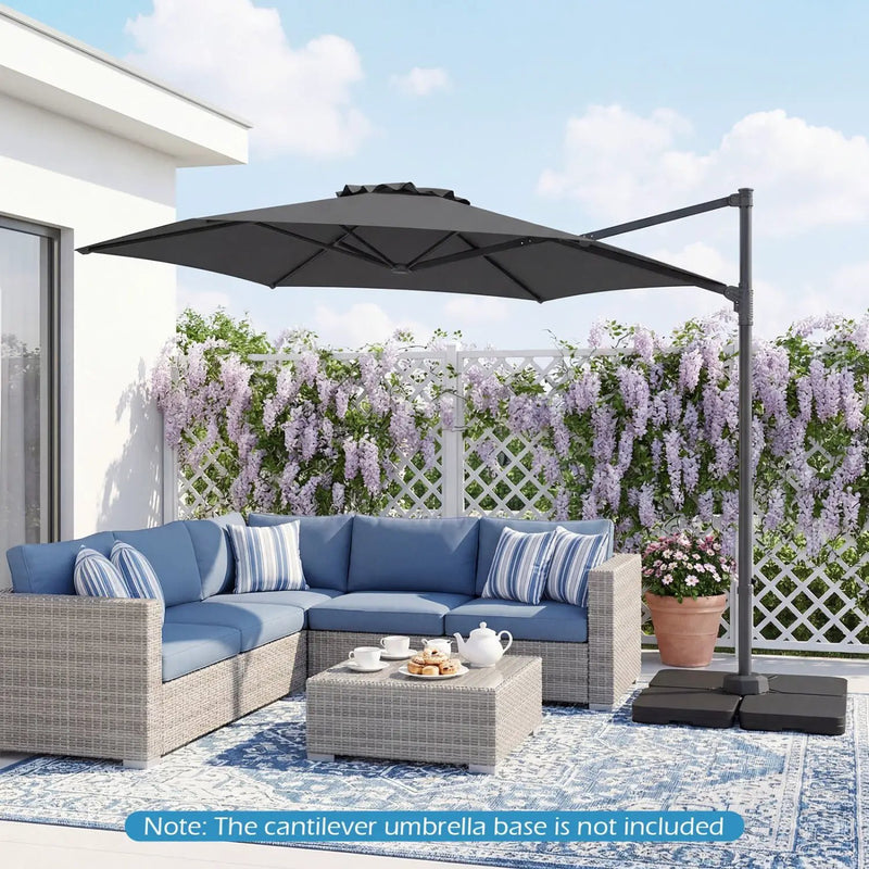 10 FT Patio Cantilever Umbrella with 360° Rotation and Air Vent for Backyard and Poolside by DirectDeals