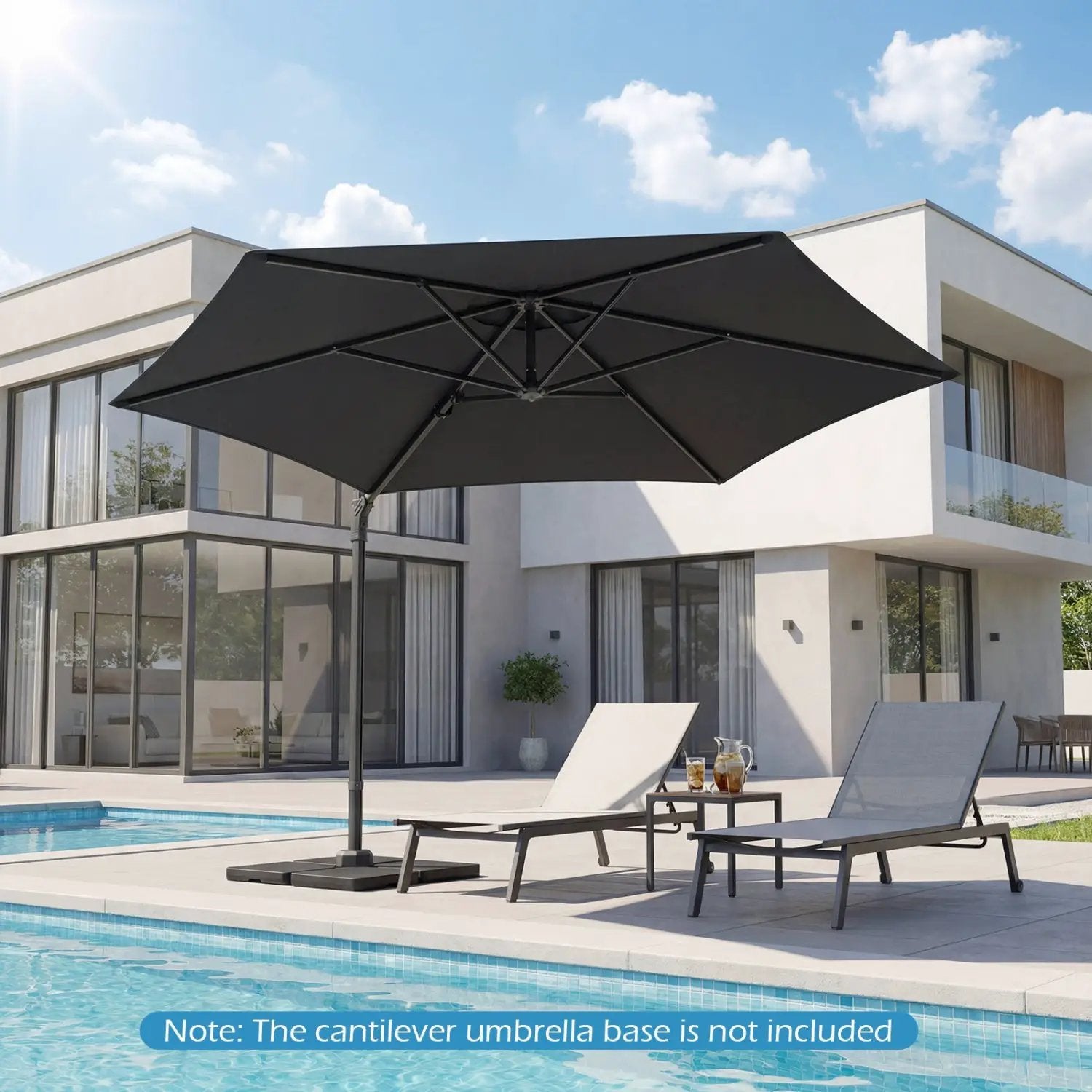10 FT Patio Cantilever Umbrella with 360° Rotation and Air Vent for Backyard and Poolside by DirectDeals