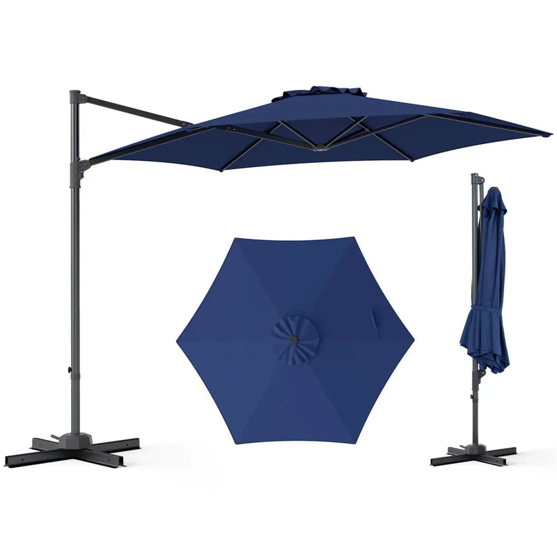 10 FT Patio Cantilever Umbrella with 360° Rotation and Air Vent for Backyard and Poolside by DirectDeals
