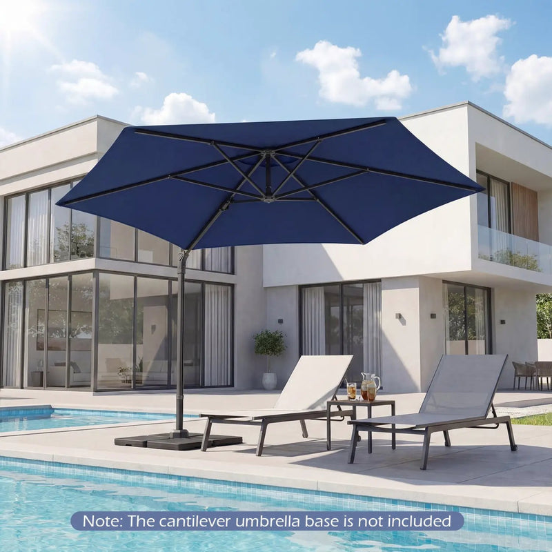 10 FT Patio Cantilever Umbrella with 360° Rotation and Air Vent for Backyard and Poolside by DirectDeals