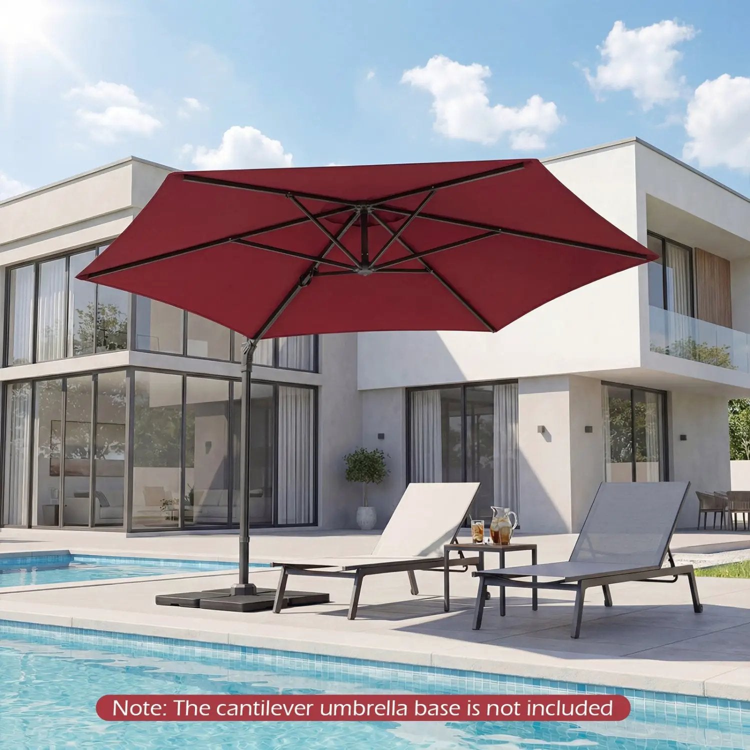 10 FT Patio Cantilever Umbrella with 360° Rotation and Air Vent for Backyard and Poolside by DirectDeals